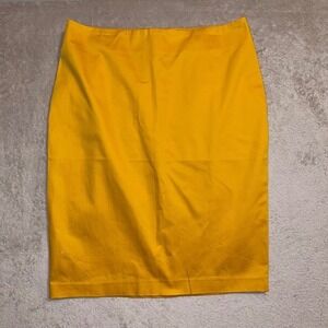 New York & Company Mustard Yellow Stretch Cotton Pencil Skirt Size 4